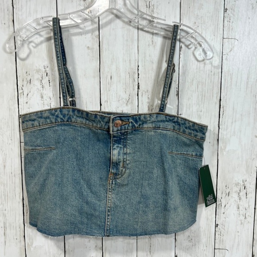Wild Fable NWT Y2K Style Women's Denim Crop Top Tank Jean Bustier Size S